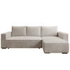 ECKSOFA CUDDY L, Eckcouch in L-Form mit Schlaffunktion und Bettkasten, Farbe: Hellgrau, Cordstoff, Ottomane Rechts - Hellgrau, Textil (240/140cm) - Storez24