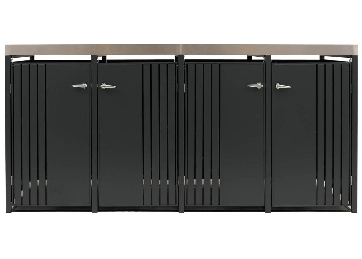 MÜLLTONNENBOX 4er mit Pflanzkasten HxBxT 125x260x84cm Anthrazit - Anthrazit, Metall (260/125/84cm) - PROREGAL