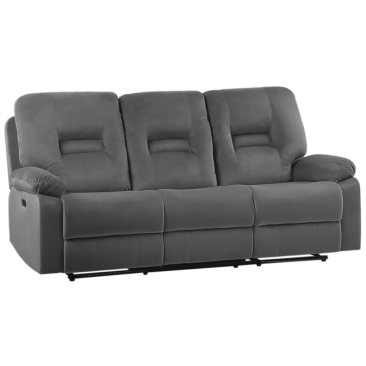 3-SITZER-SOFA mit LED-Beleuchtung Samtstoff Dunkelgrau Bergen - Dunkelgrau, Textil (204/101/73cm) - Beliani