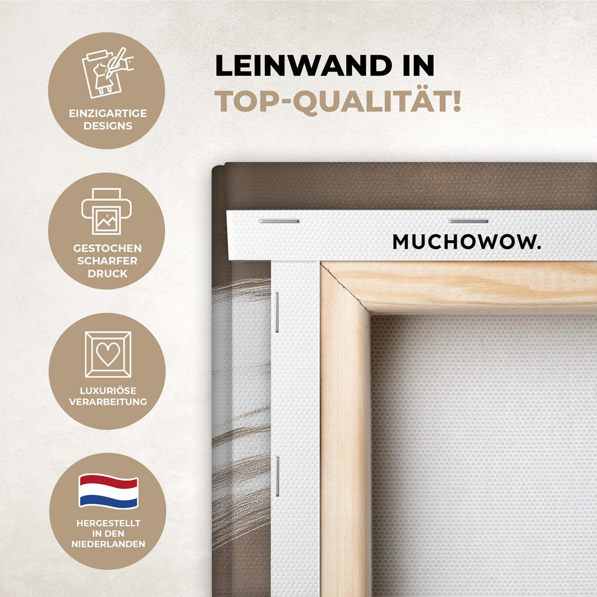 LEINWANDBILD Farbe - Braun - Japandi 30x40 cm - Kupferfarben, Textil (30/40cm) - MuchoWow