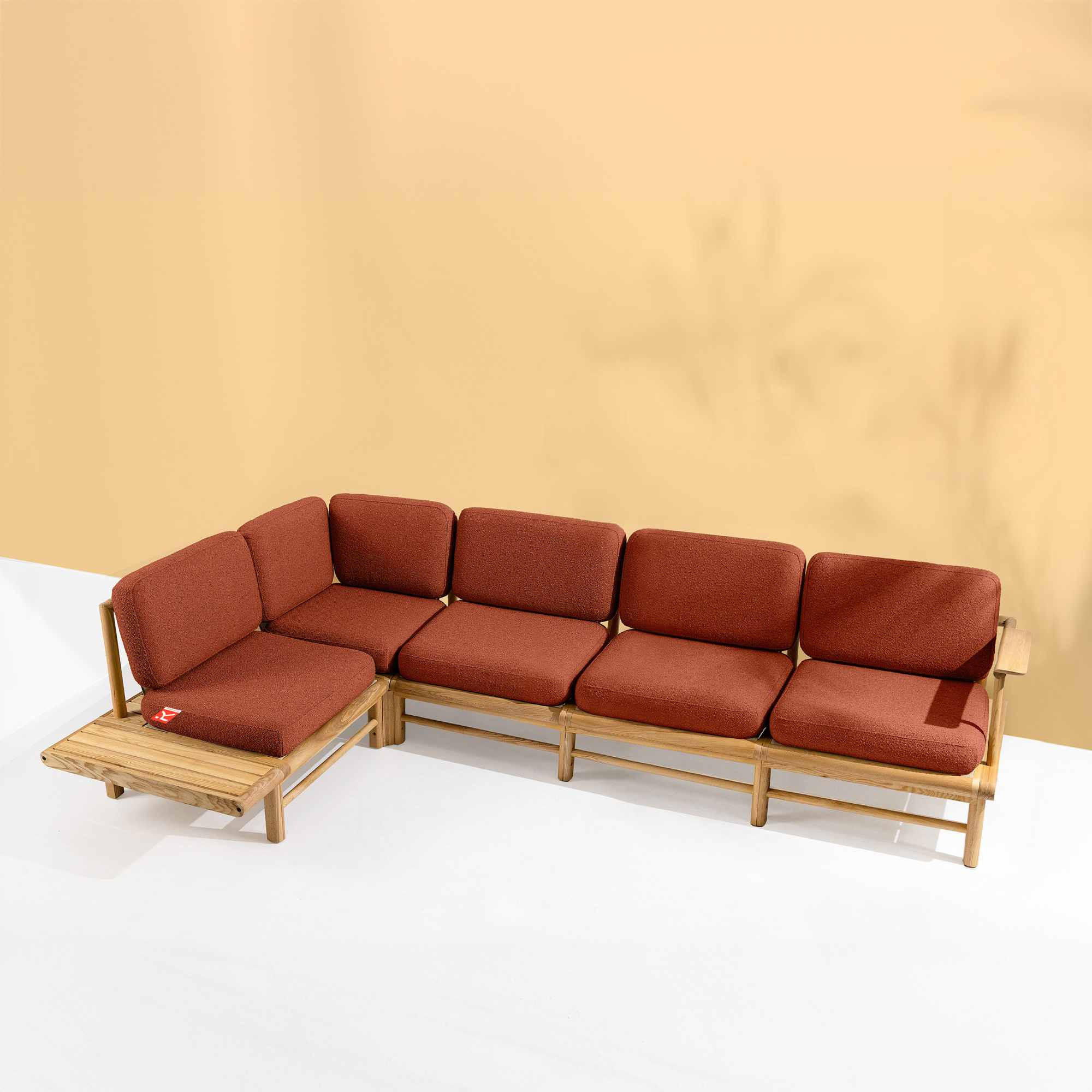 Thumbnail - Konsimo® Loungesofa, Orange, Holz, Textil, 300x80x175 cm, Loungemöbel, Gartensofas