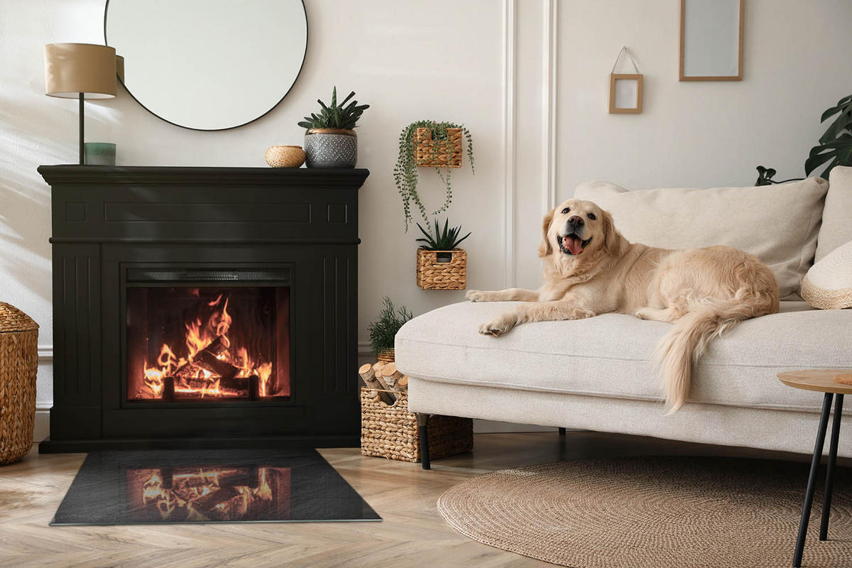 GLASPLATTE für Kamin 80x60 cm Schwarz - Schwarz, Glas (80/60/0.4cm) - ArtPrintCave