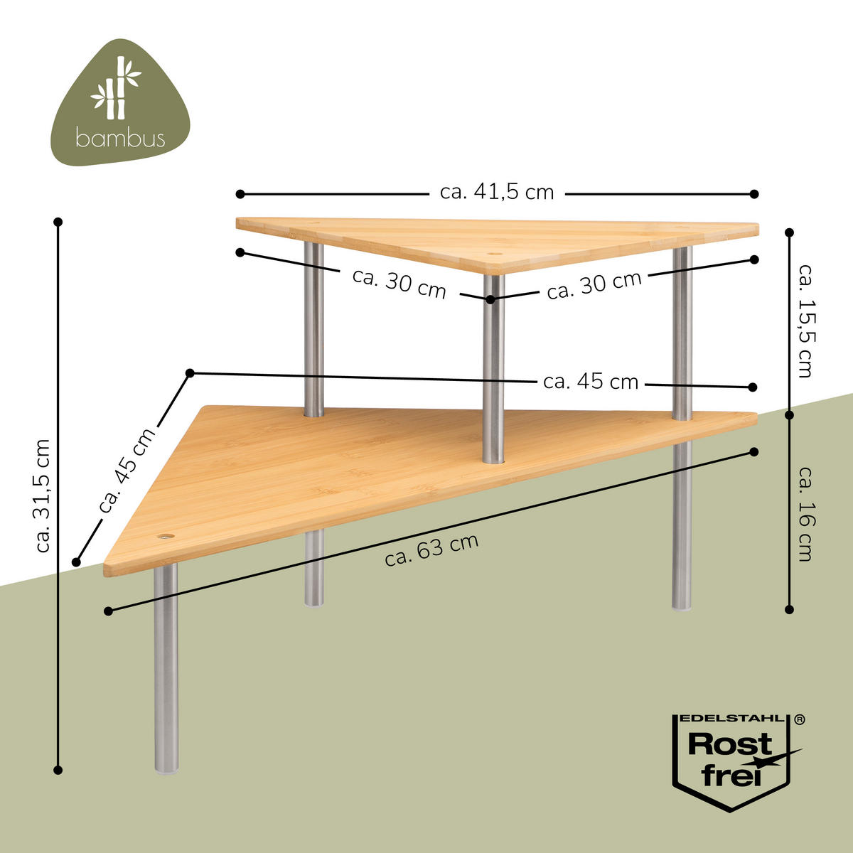 KÜCHEN-ECKREGAL, Bambus - Braun, Holz (45/31/45cm) - bremermann