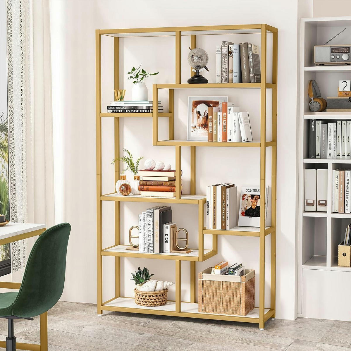 BÜCHERREGAL 180 cm Gold Weiß - Goldfarben, Metall (30/180/100cm)