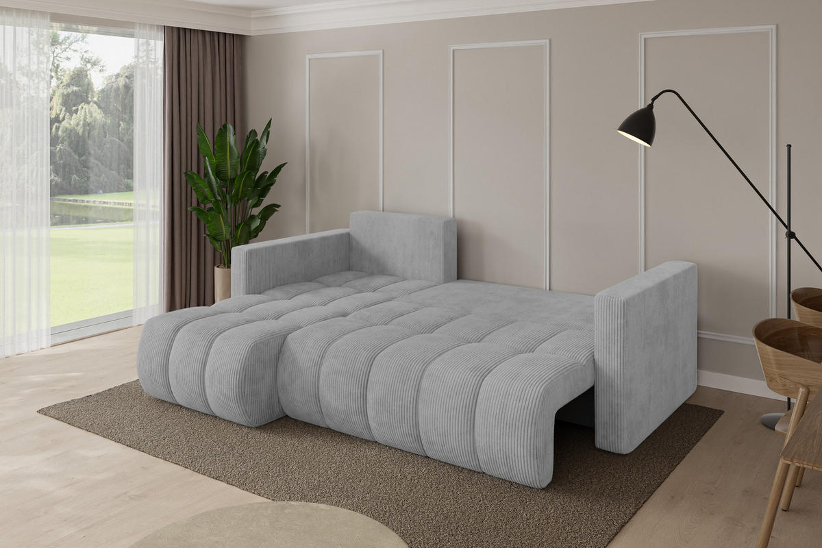 ROHOVÁ SEDAČKA s funkcí spaní, otoman vlevo GARD-L 226x146x85 šedá manšestr - šedá/černá, kompozitní dřevo/textil (226/146cm) - ALTDECOR