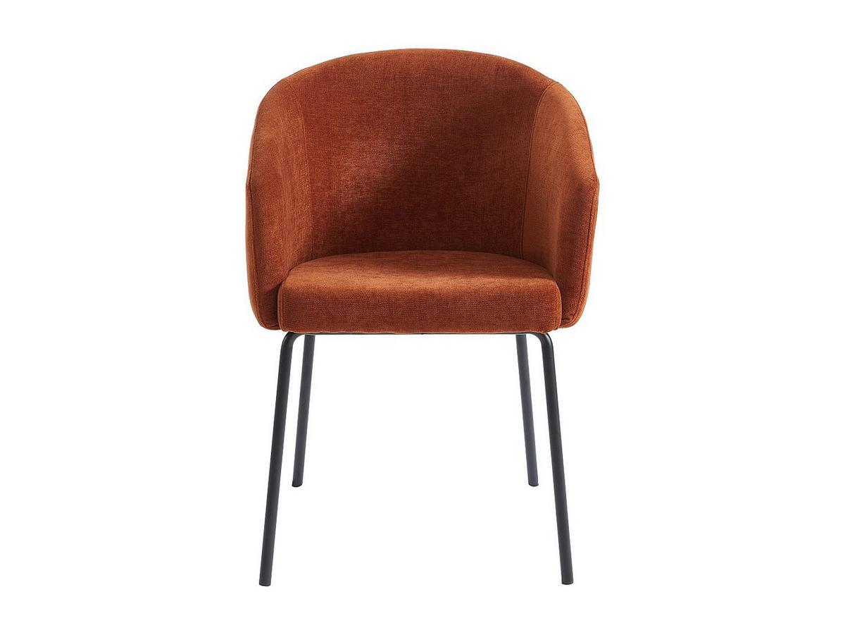 STUHL 2er-Set mit Armlehnen - Stoff & Metall - Terracotta - MORONI - Braun, Textil (58.5/79/56.5cm) - Pascal Morabito