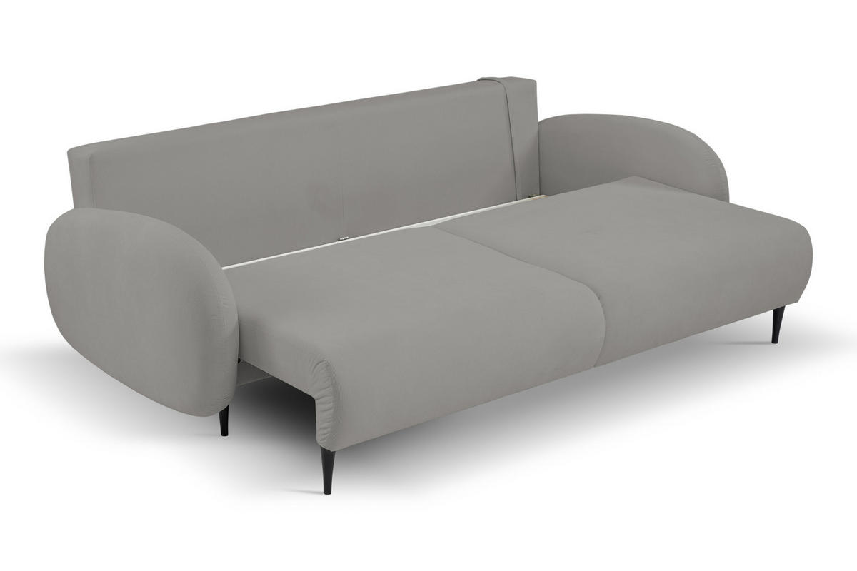 SOFA SOFT RunAgin Mit Schlaffunktion Und Bettkasten, PUR-Schaum, Schwarze Kunststofffüße, lose Rückenkissen, freistehend, 232x109x95 cm Grey - Grau, Holz/Textil (232/95/109cm) - DomoHome