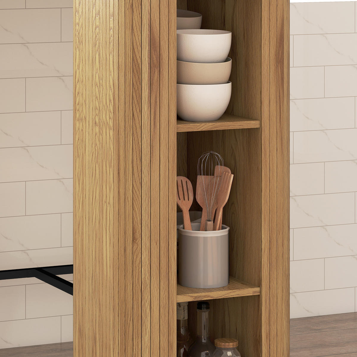 BARTISCH DE-14806 3 Ablagen im Lamellen-Design Naturholz - Naturfarben, Holzwerkstoff (112/50/106cm) - ComfortXL