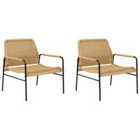 GARTENSTÜHLE 2er-SET aus Rattan Natur Prasimo - Beige/Schwarz, Naturmaterialien (63/78/67cm) - Beliani