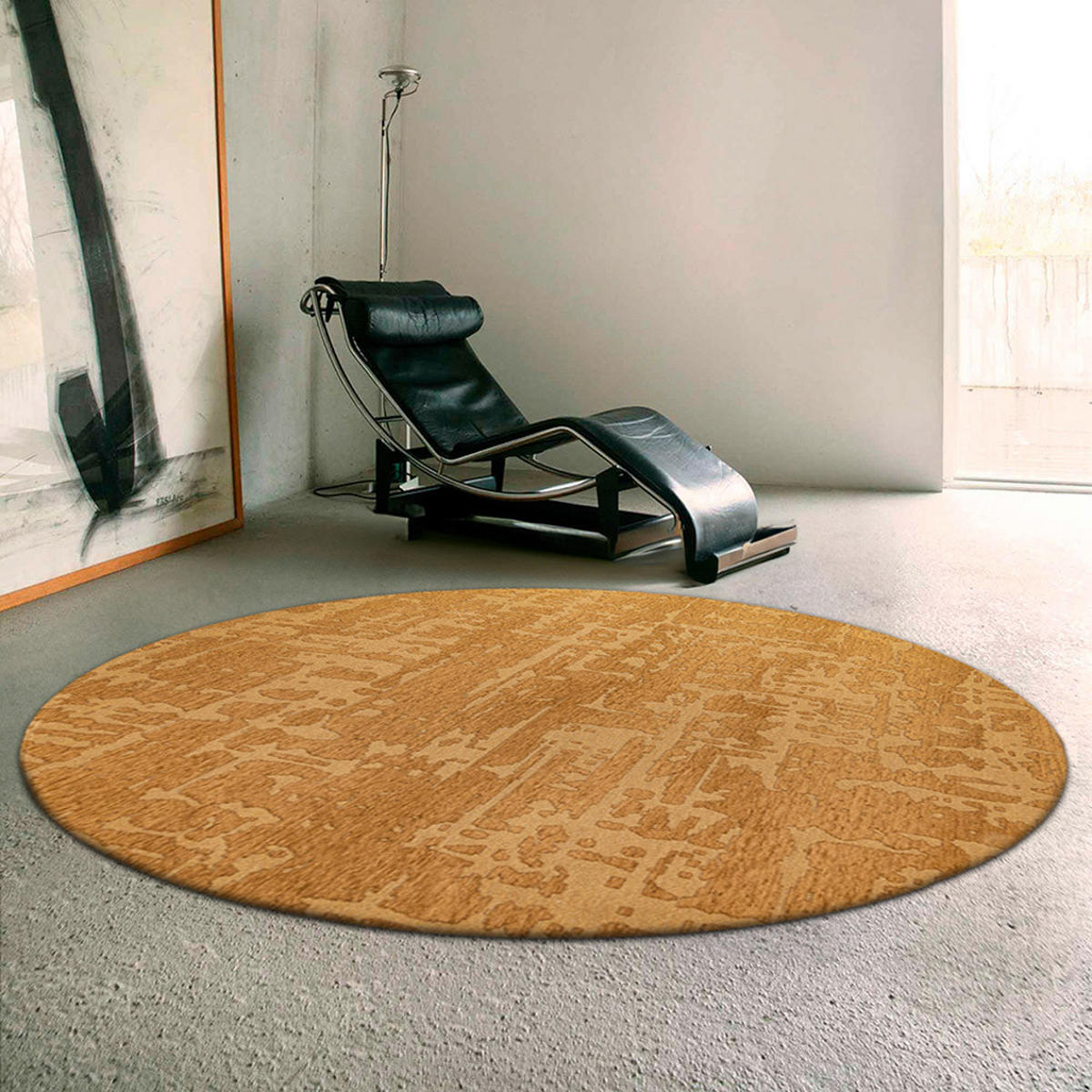 TEPPICH Madagascar Gold Structures Baobab 240/240 cm - Gelb, Kunststoff/Textil (240/240cm) - Louis De Poortere