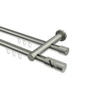INNENLAUF-GARDINENSTANGEN-SET Platon Zoena 420 cm (geteilt in 3 x 140 cm), 2-läufig, 20 mm Ø Edelstahl-Optik - Edelstahlfarben, Metall (420cm) - INTERDECO