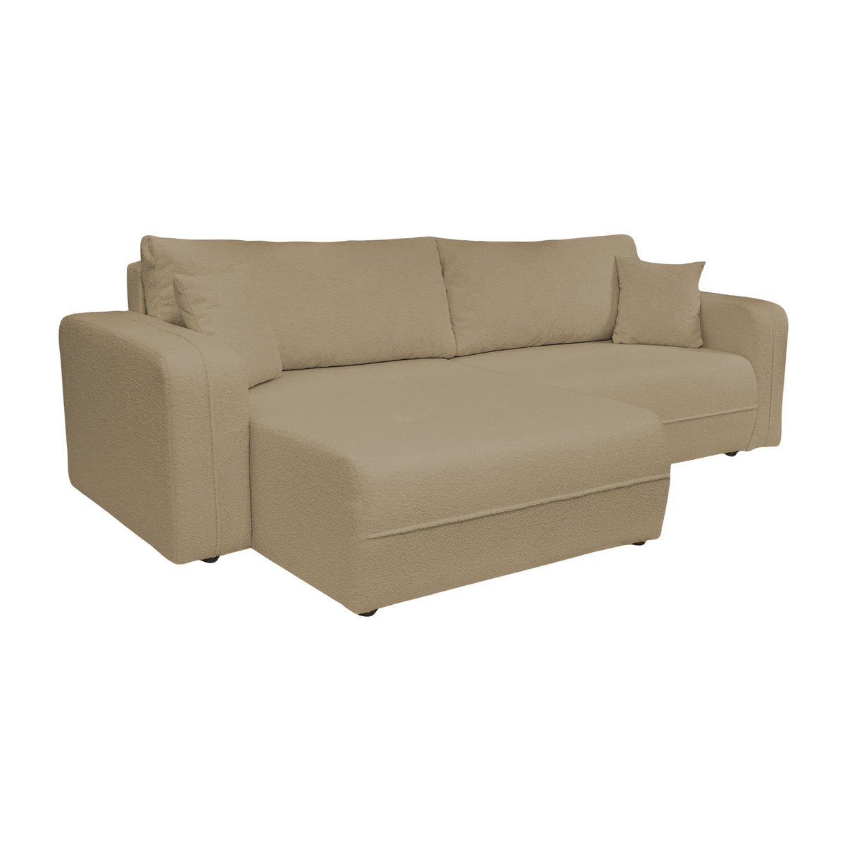 ECKSOFA Oreo L-Form Mit Bettkasten Und Schlaffunktion Quelle-Stoff Hellbraun Rechts - Hellbraun, Holz (247/143cm) - Kaiser Möbel