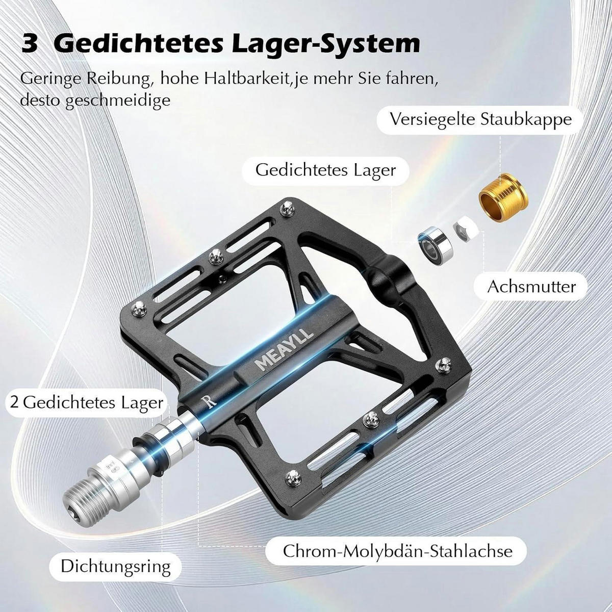FAHRRADPEDALE Aluminium MTB Schwarz 3 Lager - Schwarz, Metall (12.5/1.5/12.5cm)
