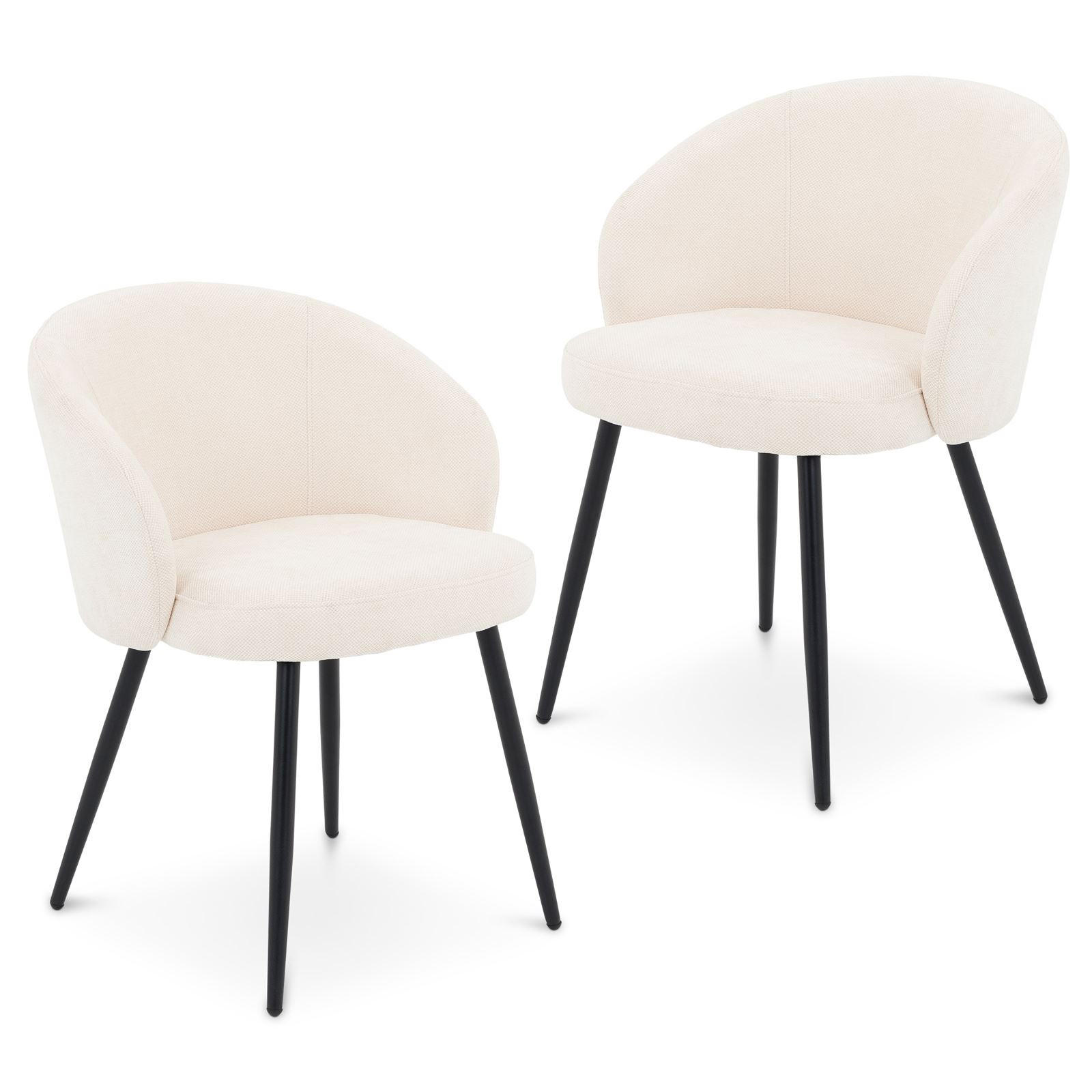 ESSZIMMERSTÜHLE KURSI 2er-Set cremeweiß - Creme, Textil (57/77/60cm) - IDIMEX