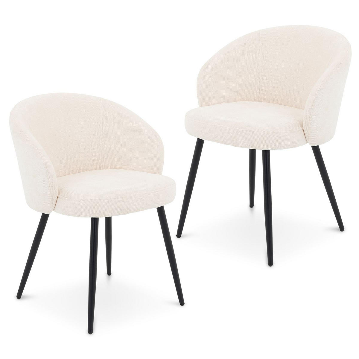 ESSZIMMERSTÜHLE KURSI 2er-Set cremeweiß - Creme, Textil (57/77/60cm) - IDIMEX