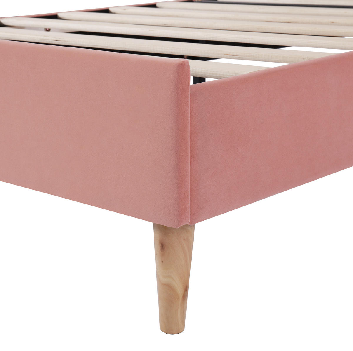 POLSTERBETT 90/200 cm Pink aus Samt mit höhenverstellbarem Kopfteil - Rosa, Textil (90/200cm) - OKMYHOME