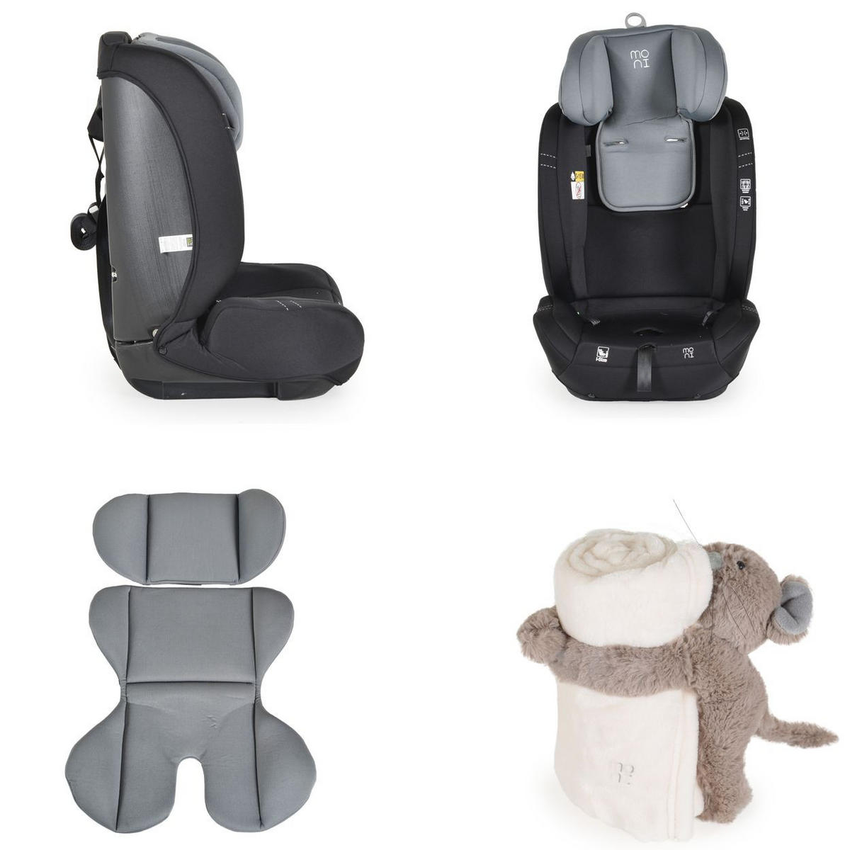 KINDERSITZ i-Size Start grau (76-150cm) Kopfstütze verstellbar, Kuscheltier - Grau, Kunststoff (45/60/46cm) - Moni