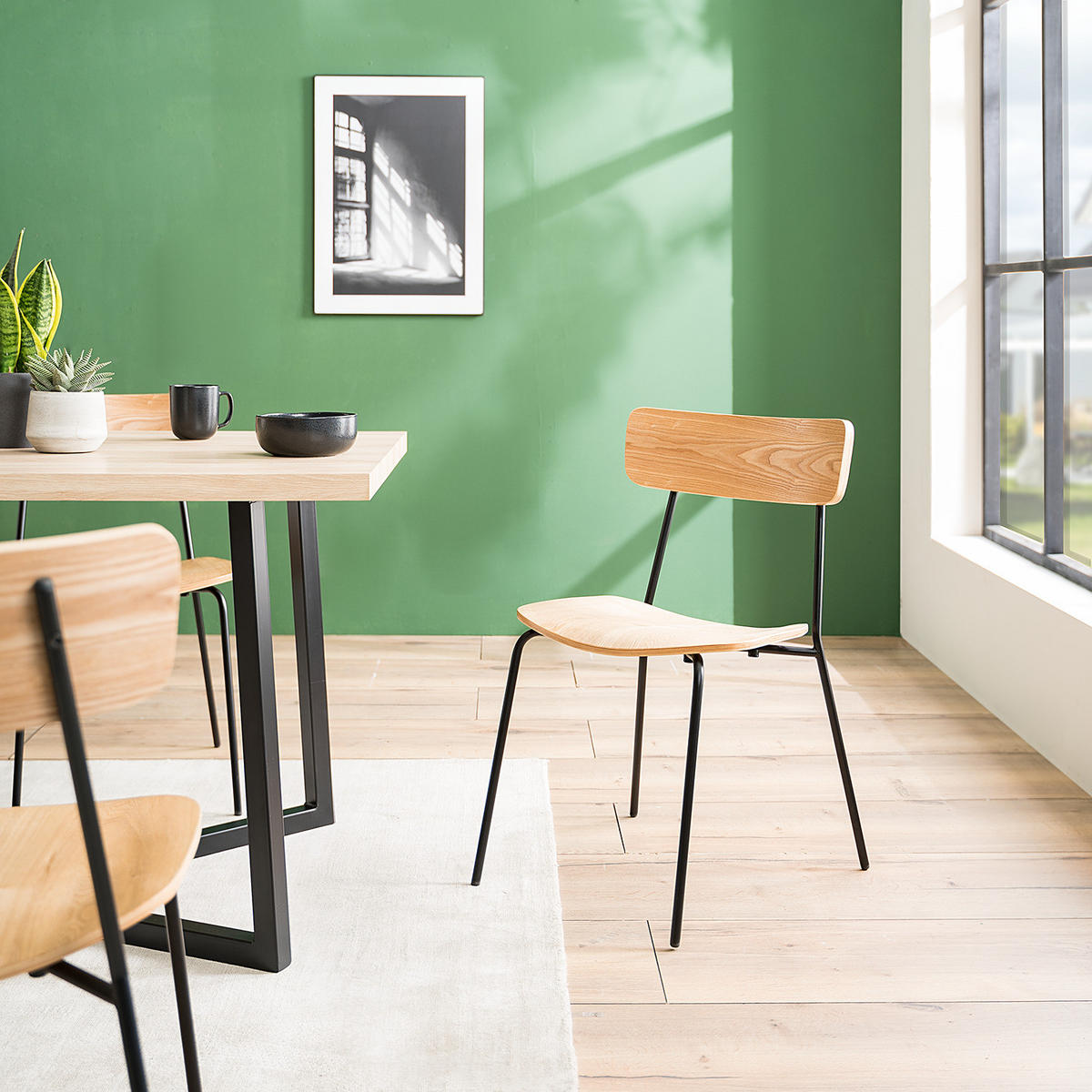 ESSZIMMERSTUHL (2er-Set) - Esche Dekor - Eschefarben, Holzwerkstoff/Metall (47/77/52cm) - home24