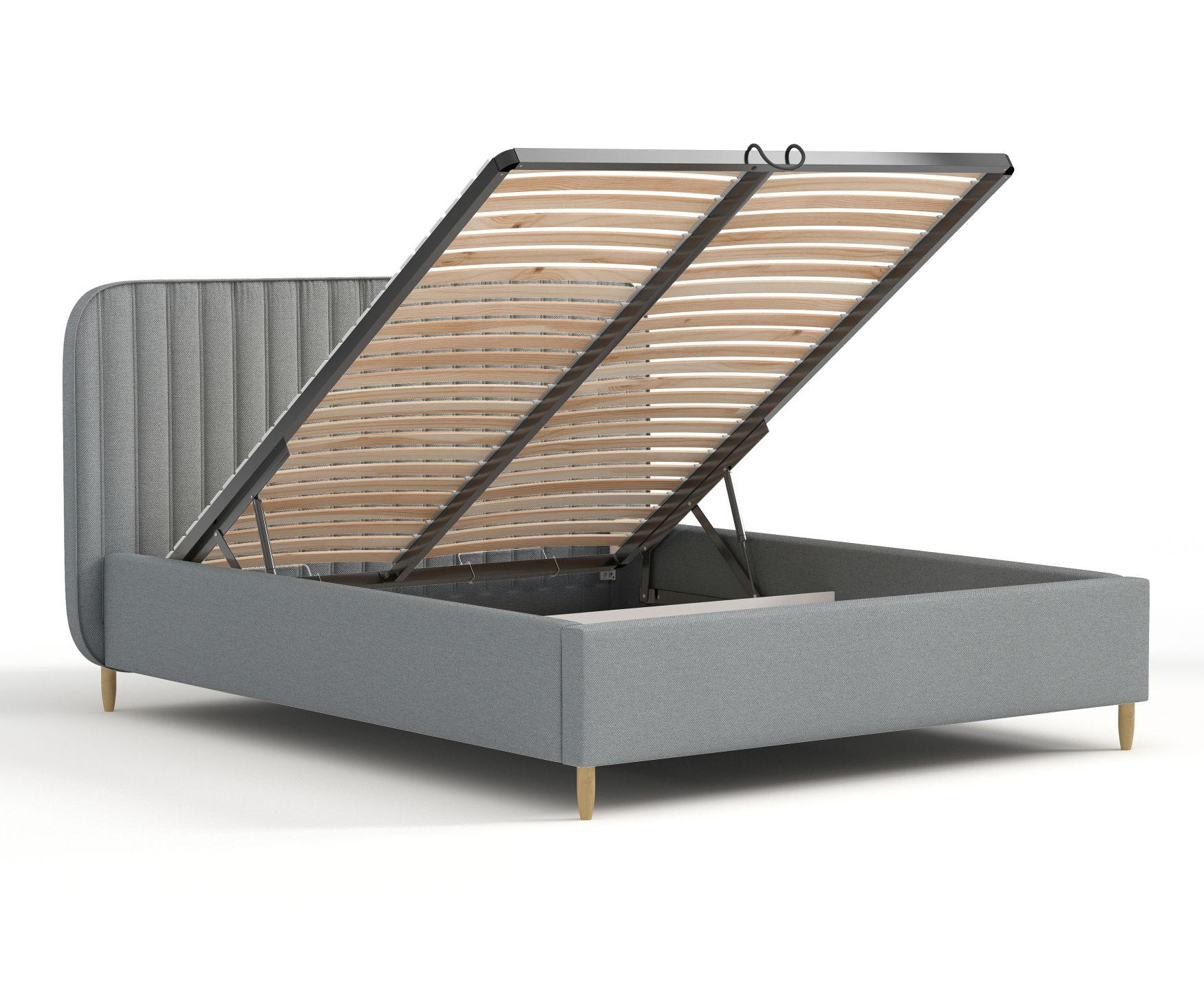 POLSTERBETT Noto Grau 120/200 cm im Webstoff - Naturfarben/Grau, Holz/Holzwerkstoff (120/200cm) - Maison de Reve
