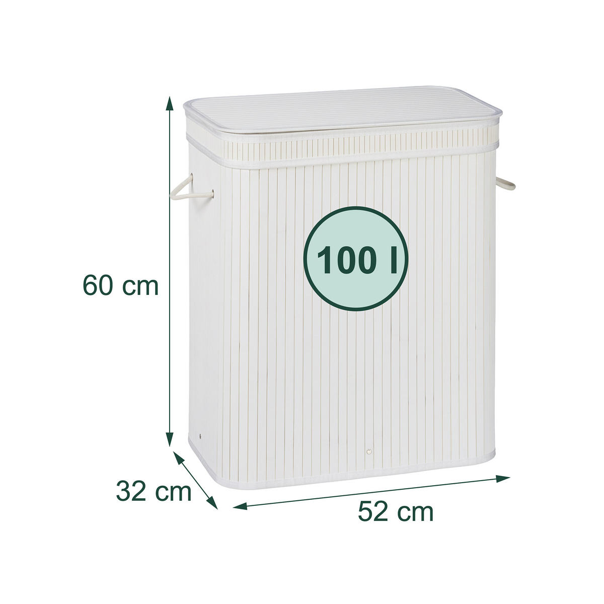 WÄSCHEKORB - Weiß, Holz/Textil (52/60/32cm) - Relaxdays