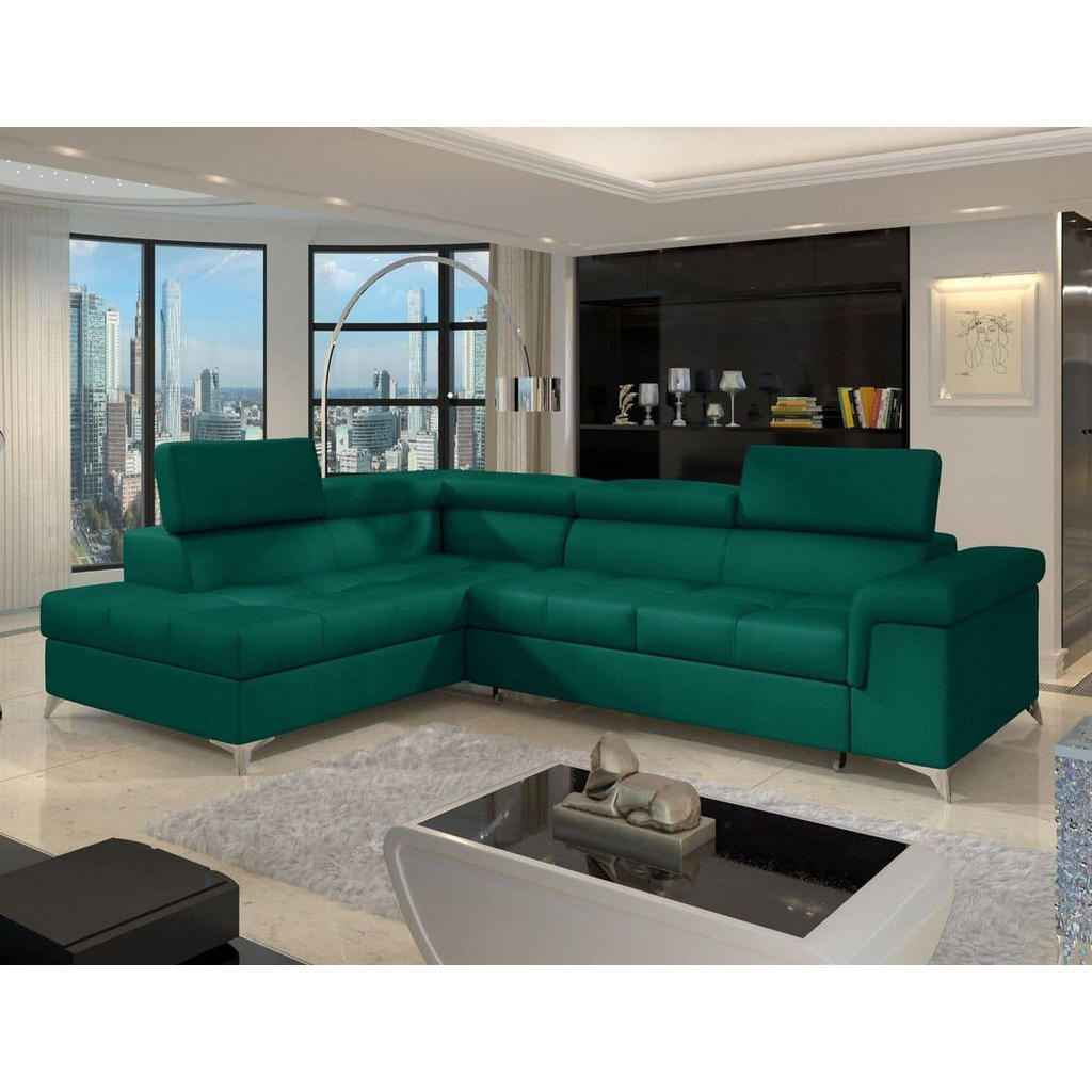 Thumbnail - Eltap Ecksofa, Dunkelgrün, Textil, Uni, 4-Sitzer, Ottomane links,L-Form, 275x202 cm, Wohnzimmer, Sofas & Couches, Wohnla...