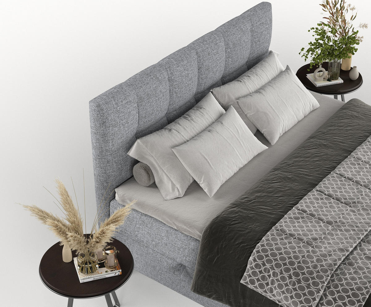 BOXBETT Arlette Grau 200/200 cm - Schwarz/Grau, Holz/Holzwerkstoff (200/200cm) - Maison de Reve