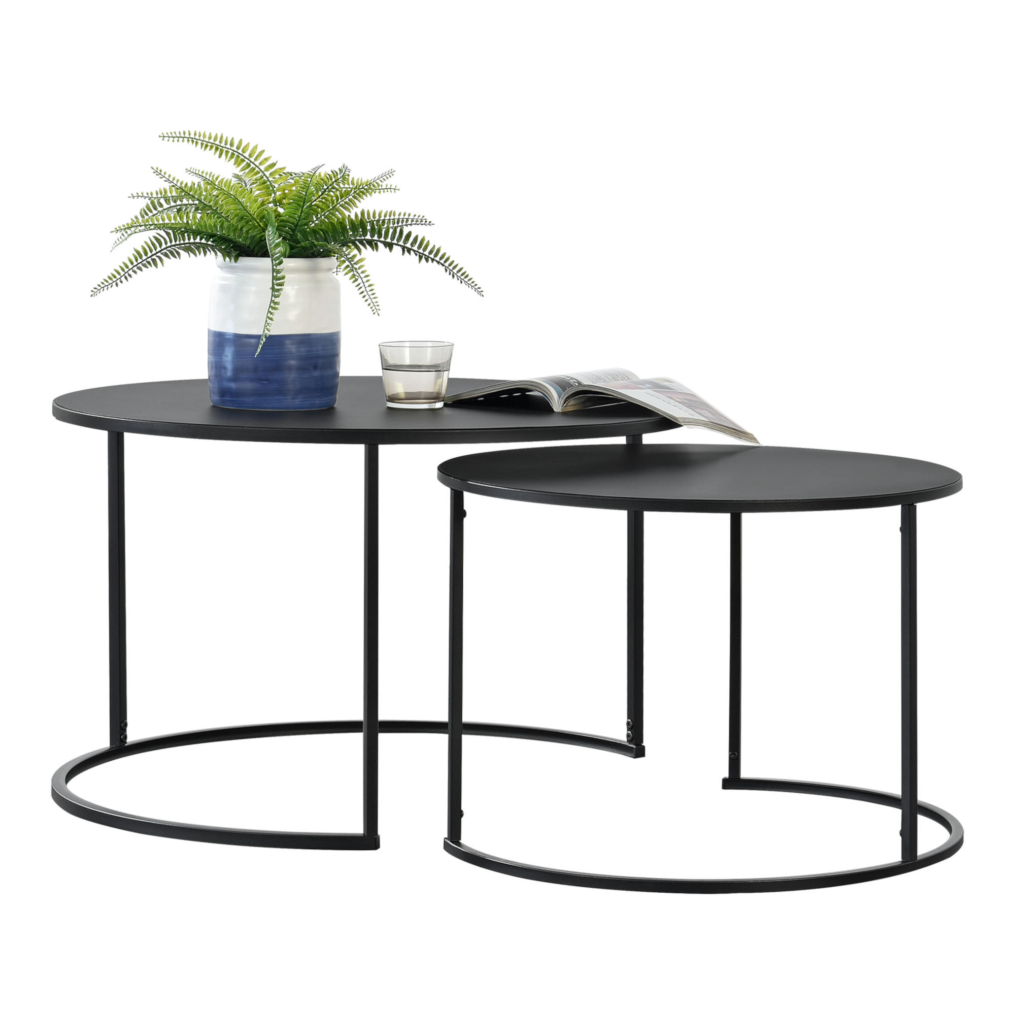 COUCHTISCH SET Korenica SET 2-teilig 74/74/46 - Schwarz, Metall (74/74/46cm) - [en.casa]