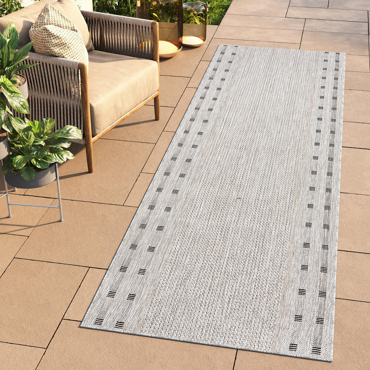 LÄUFER MELISSA Grau Modern Geometrisch 100/900 cm - Grau, Textil (100/900cm) - Tapiso