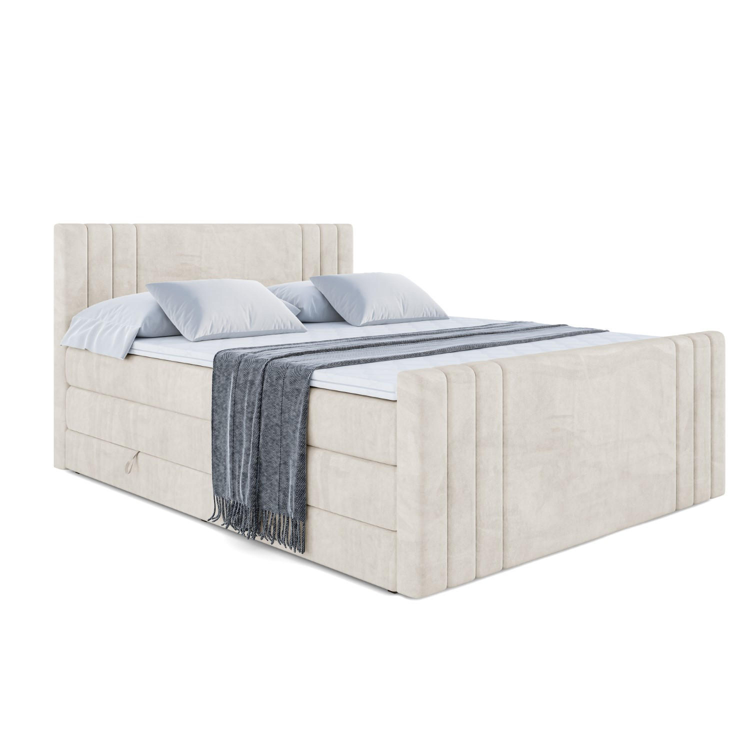 BOXSPRINGBETT IDRIKO-Z KING - 140x200 - H3/H4 - Creme - Creme, Holzwerkstoff (140/200cm) - ALTDECOR