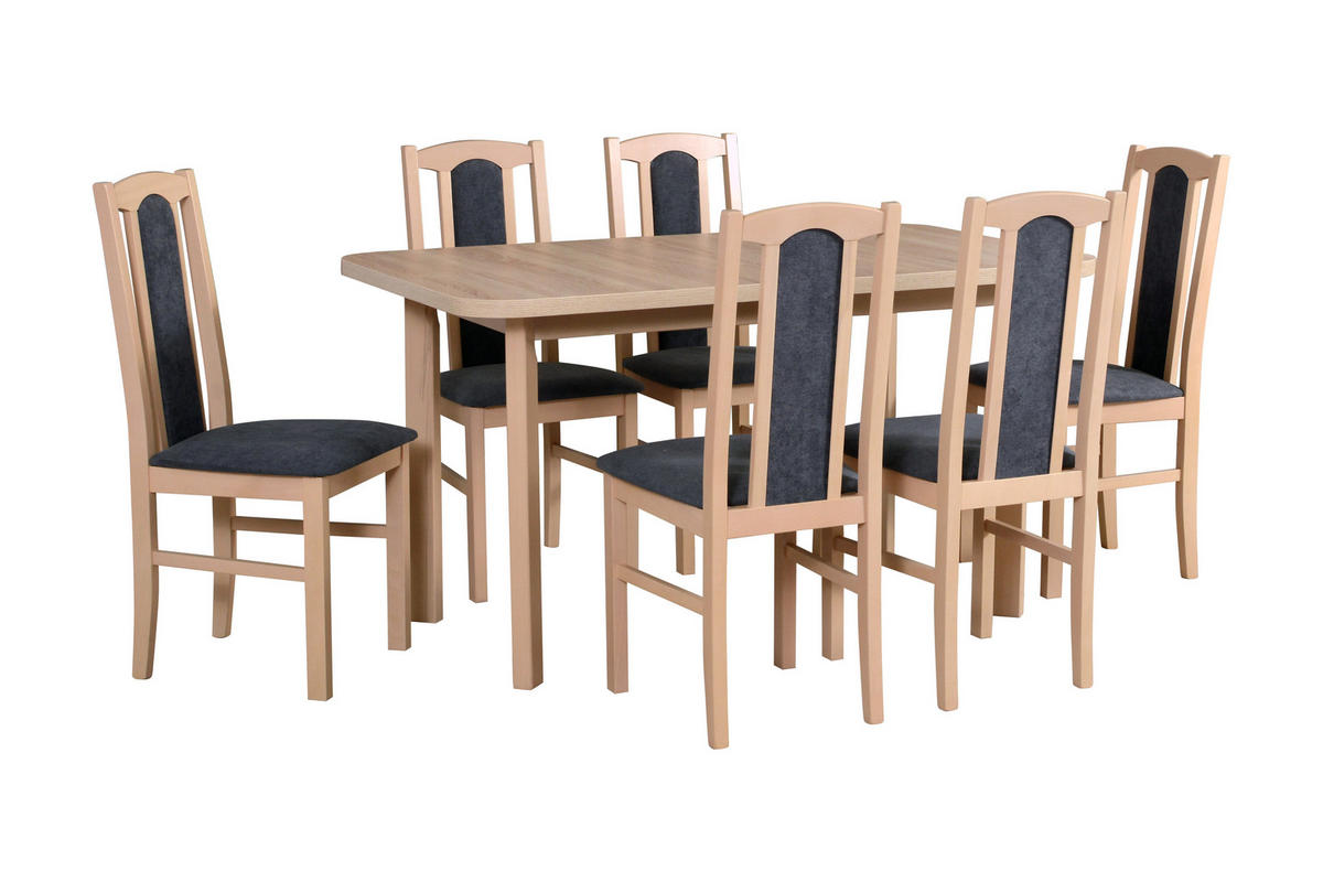ESSZIMMERSTUHL - Set 2x Bos 7 Sonoma, hygge 96 - Dunkelgrau/Sonoma Eiche, Holz (43/96/40cm) - Leaf Design