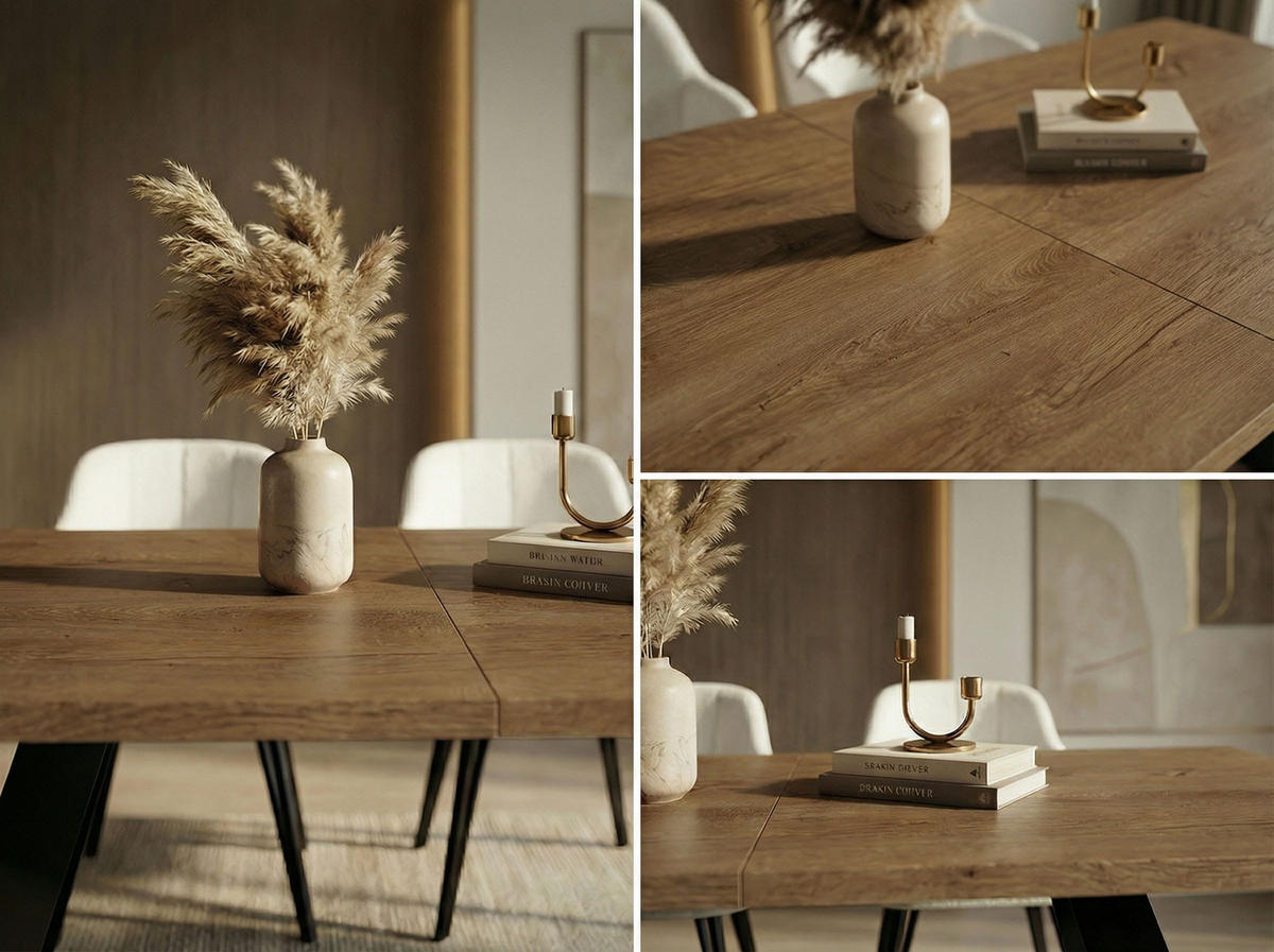 ESSTISCH Colter Weiß rechteckig ausziehbar, Lefkas Eiche 160-260/90/76 cm - Alteiche/Weiß, Holzwerkstoff/Metall (160/90/76cm) - WFL GROUP