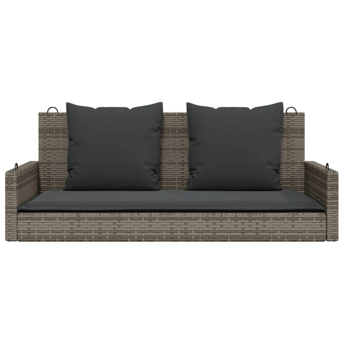 HÄNGEBANK mit Kissen Grau 119x56x48 cm Poly Rattan - Grau, Holz (119/48/56cm) - furnicato