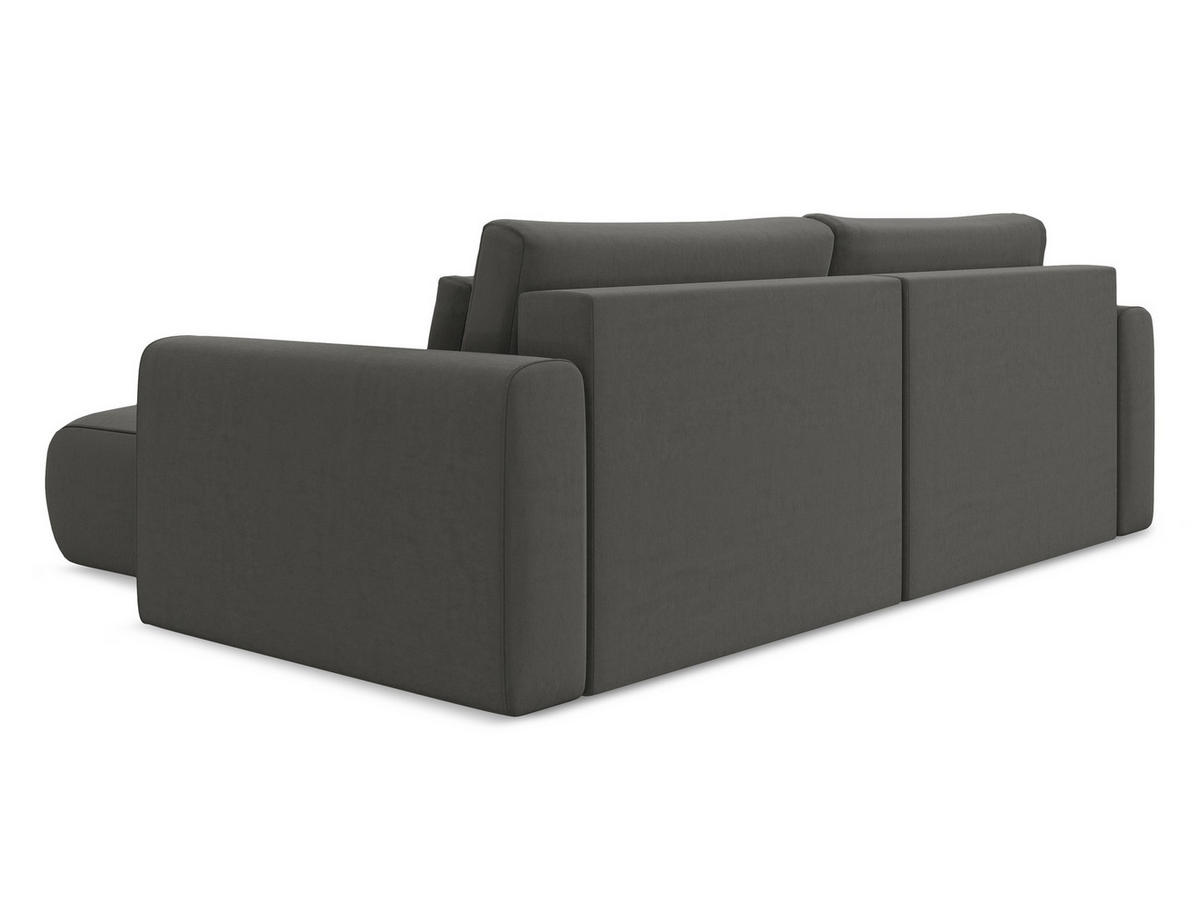 ECKSOFA mit Schlaffunktion Samt Stoff Grau - Dunkelgrau/Schwarz, Kunststoff/Textil (240/149cm) - Makamii