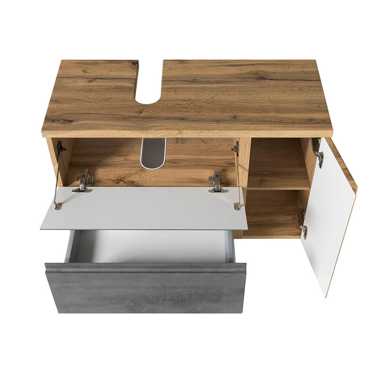 BADMÖBEL-SET 3-TLG. Vasto-03 - Grau, Holzwerkstoff (165/200/35cm) - Lomado