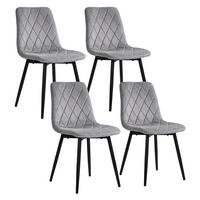 STOL Siva 4-delni-set žamet kovinske noge - siva, kovina/tekstil (43/86/53.5cm) - Relaxdays