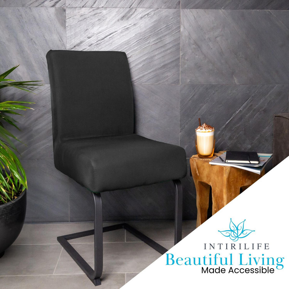 STUHLHUSSE (2-tlg. Set) - Schwarz, Kunststoff (1/38cm)