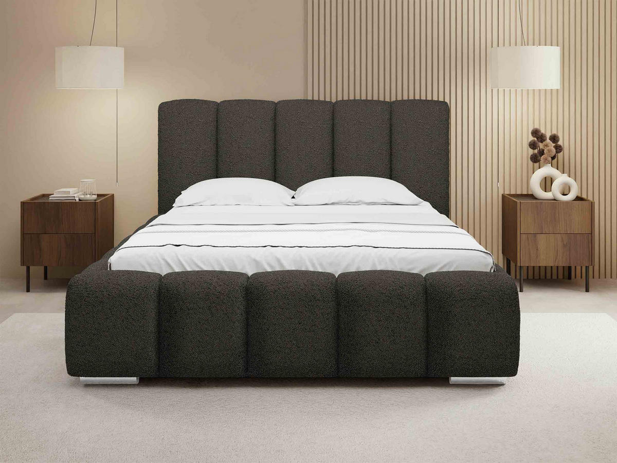 POLSTERBETT Wizko Boucle - Chromfarben/Dunkelgrau, Holz/Holzwerkstoff (160/200cm) - MIRJAN24