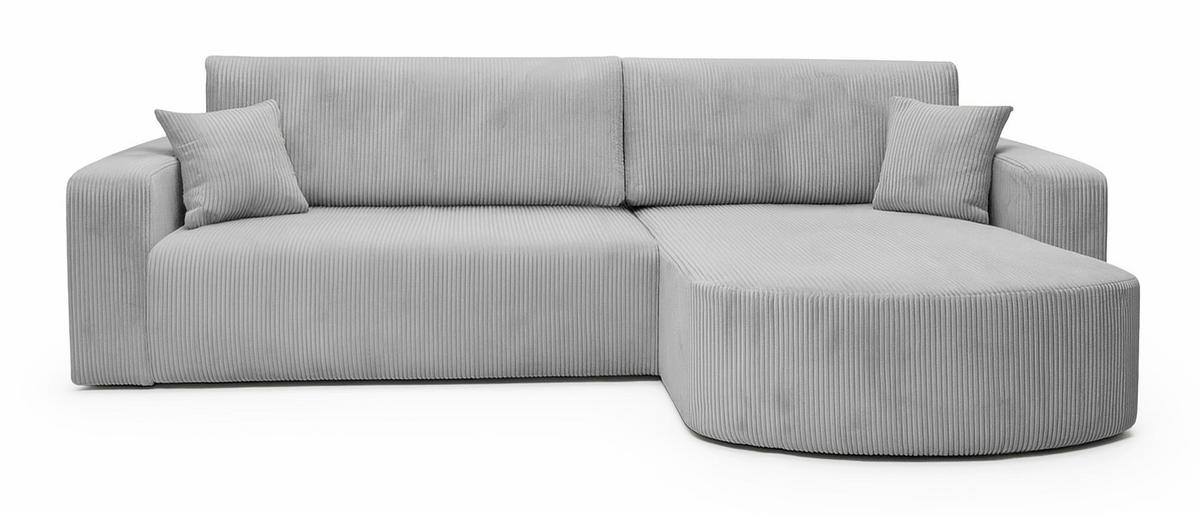 ECKSOFA TEEO Cord Hellgrau 170 cm L-Form beidseitig - Hellgrau/Schwarz, Kunststoff/Textil (170/275cm) - Homebook