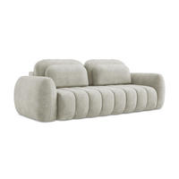 3-SITZER SOFA mit Schlaffunktion Chenille Stoff Creme - Perlmutt/Schwarz, Holzwerkstoff/Kunststoff (266/95/121cm) - LaMiaSofa