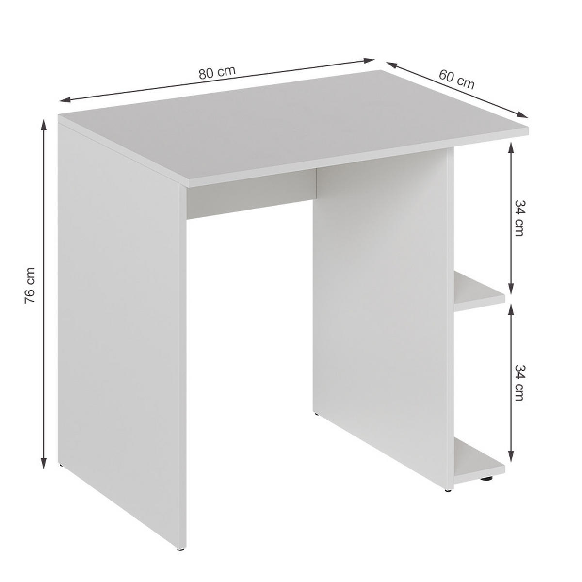 PÍSACÍ STÔL Simple biely - biela, kompozitné drevo (60/82/76cm) - Vicco