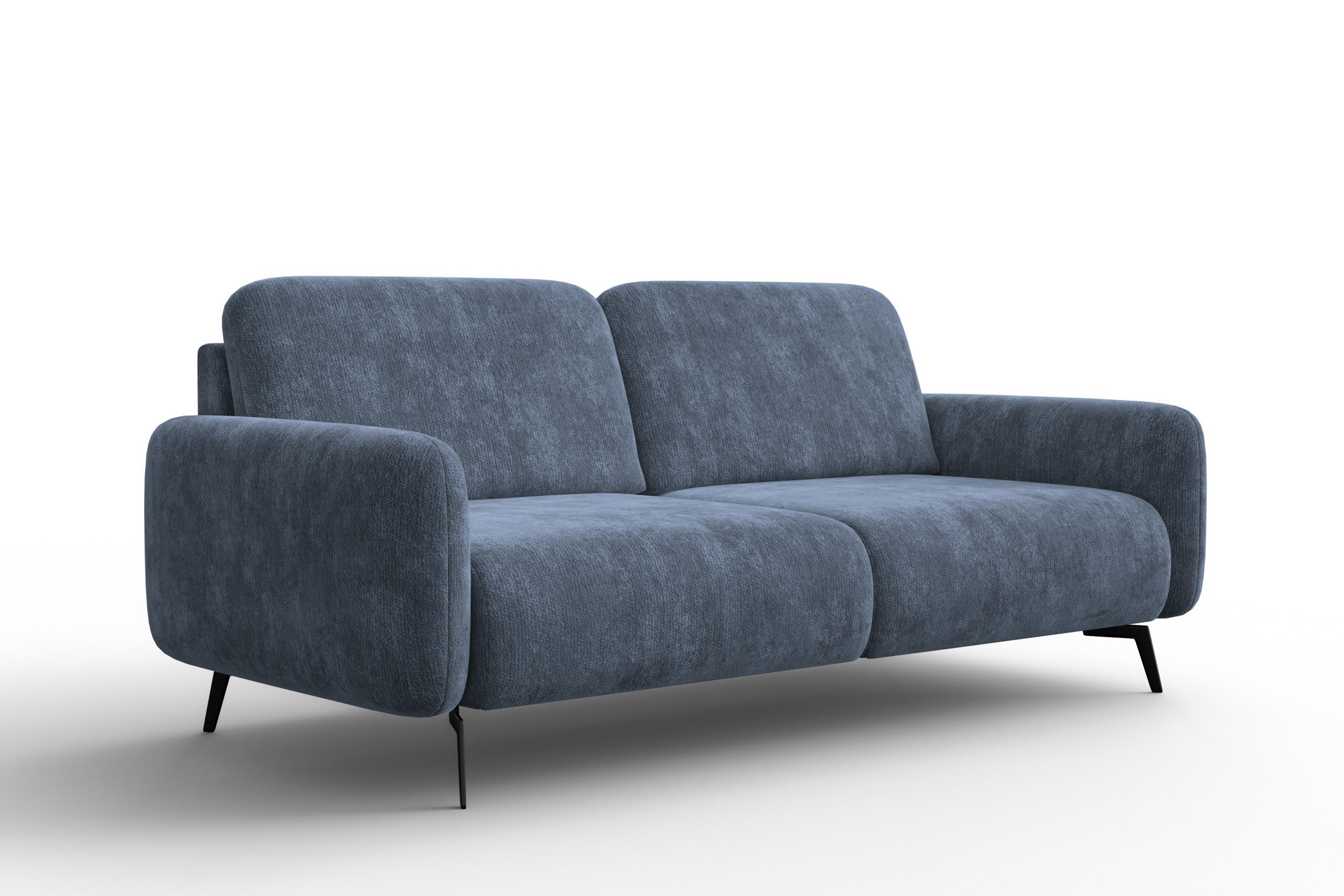 SOFA FEBE 3-Sitzer, marineblauer Chenille-Stoff - Blau/Schwarz, Holz/Textil (190/82/96cm) - Wozimo