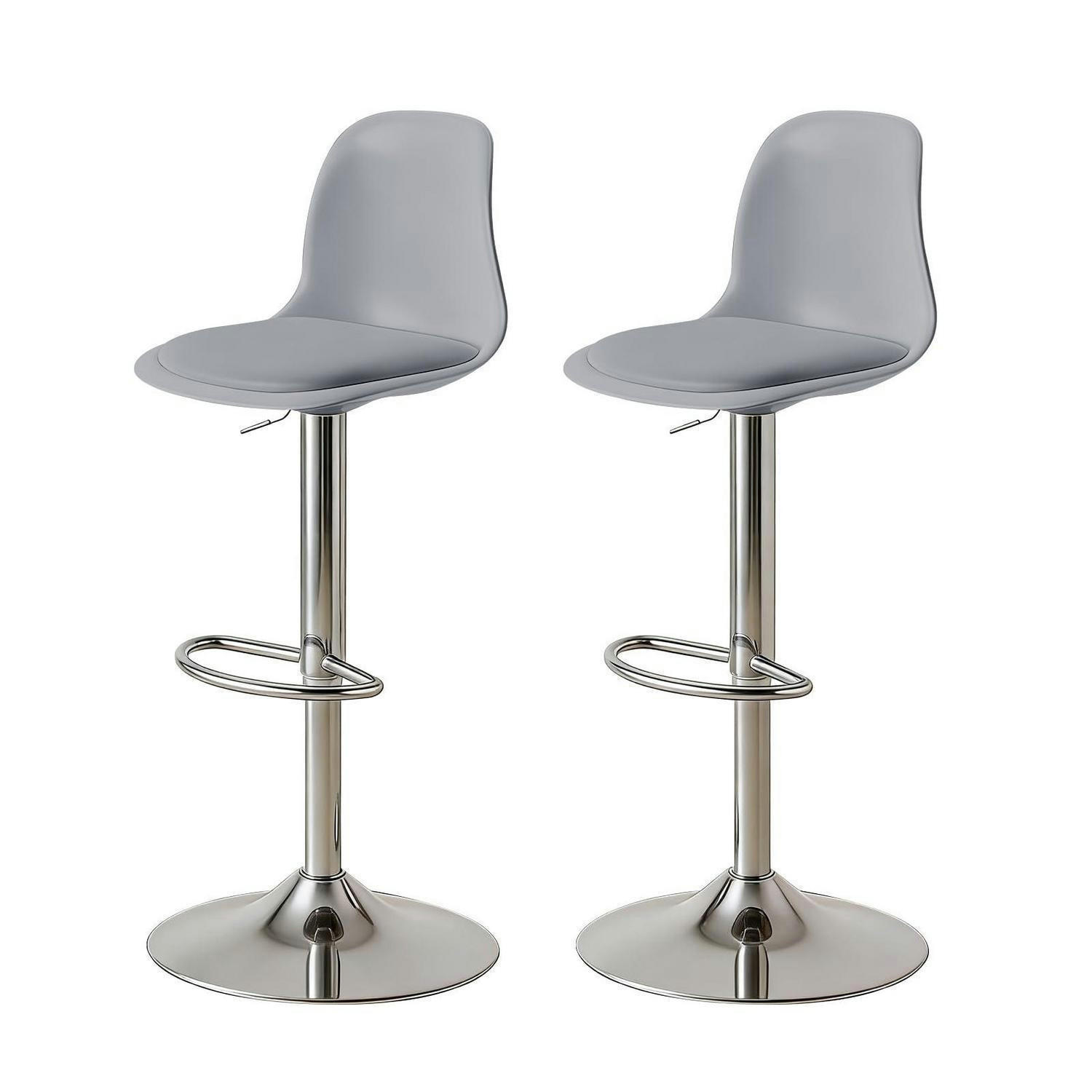 BARHOCKER 2-teiliges Set höhenverstellbar mit Rückenlehne Grau Kunststoff - Grau, Kunststoff (45/104.4/38.5cm)