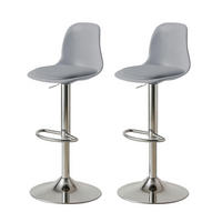 BARHOCKER 2-teiliges Set höhenverstellbar mit Rückenlehne Grau Kunststoff - Grau, Kunststoff (45/104.4/38.5cm)
