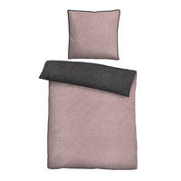BETTWÄSCHE-GARNITUR Biber Melange UNI brombeer, 155x200 cm + 80x80 cm - Brombeere, Textil (155/200cm) - biberna