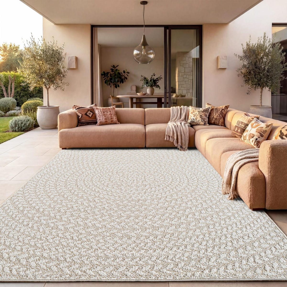 OUTDOORTEPPICH 120/170 cm Waregem 630 - Creme, Kunststoff (120/170cm) - Paco Home