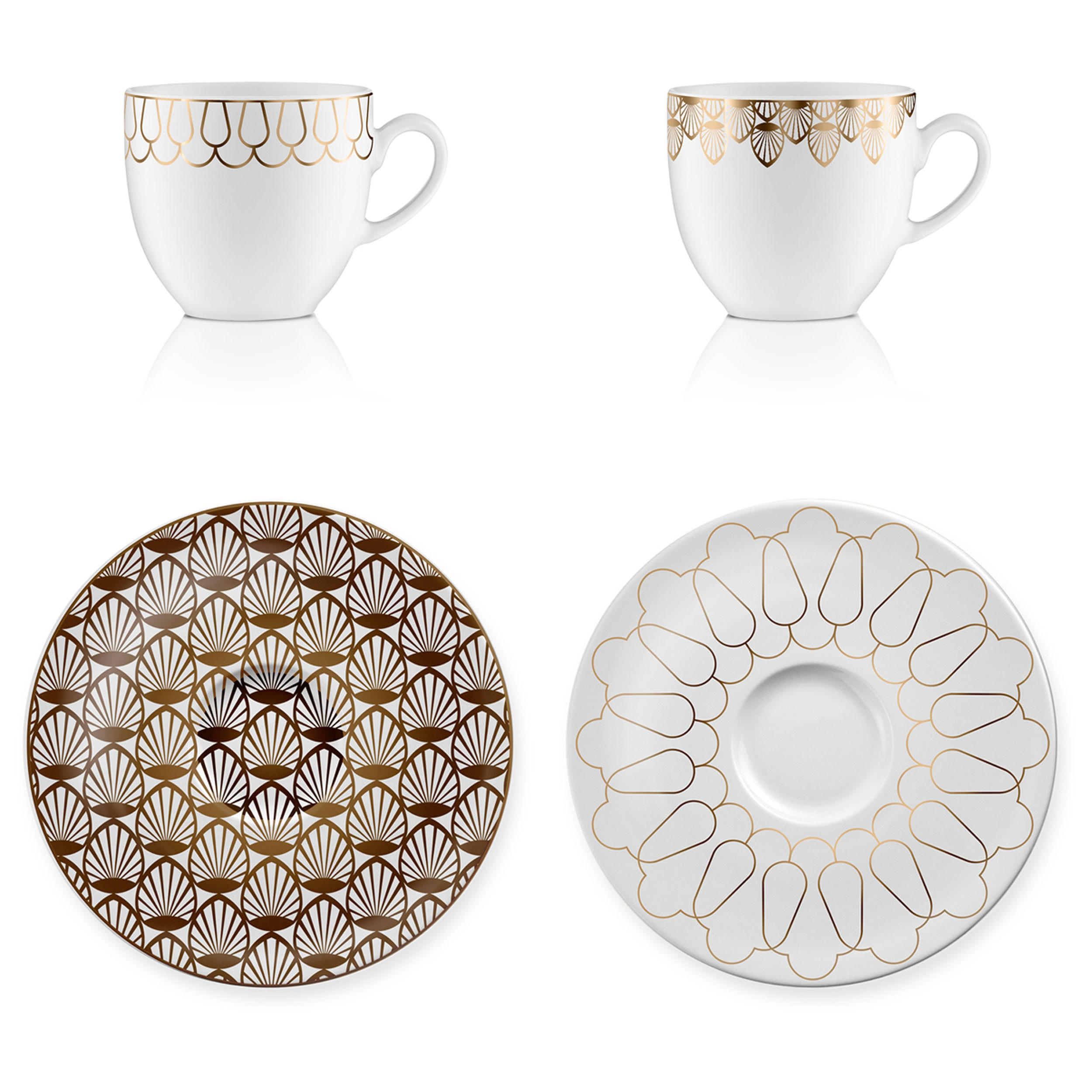 ESPRESSOTASSE First Gold 2er Set, Porzellan, Gold, 100 ml - Goldfarben, Keramik (0.1L) - Goebel