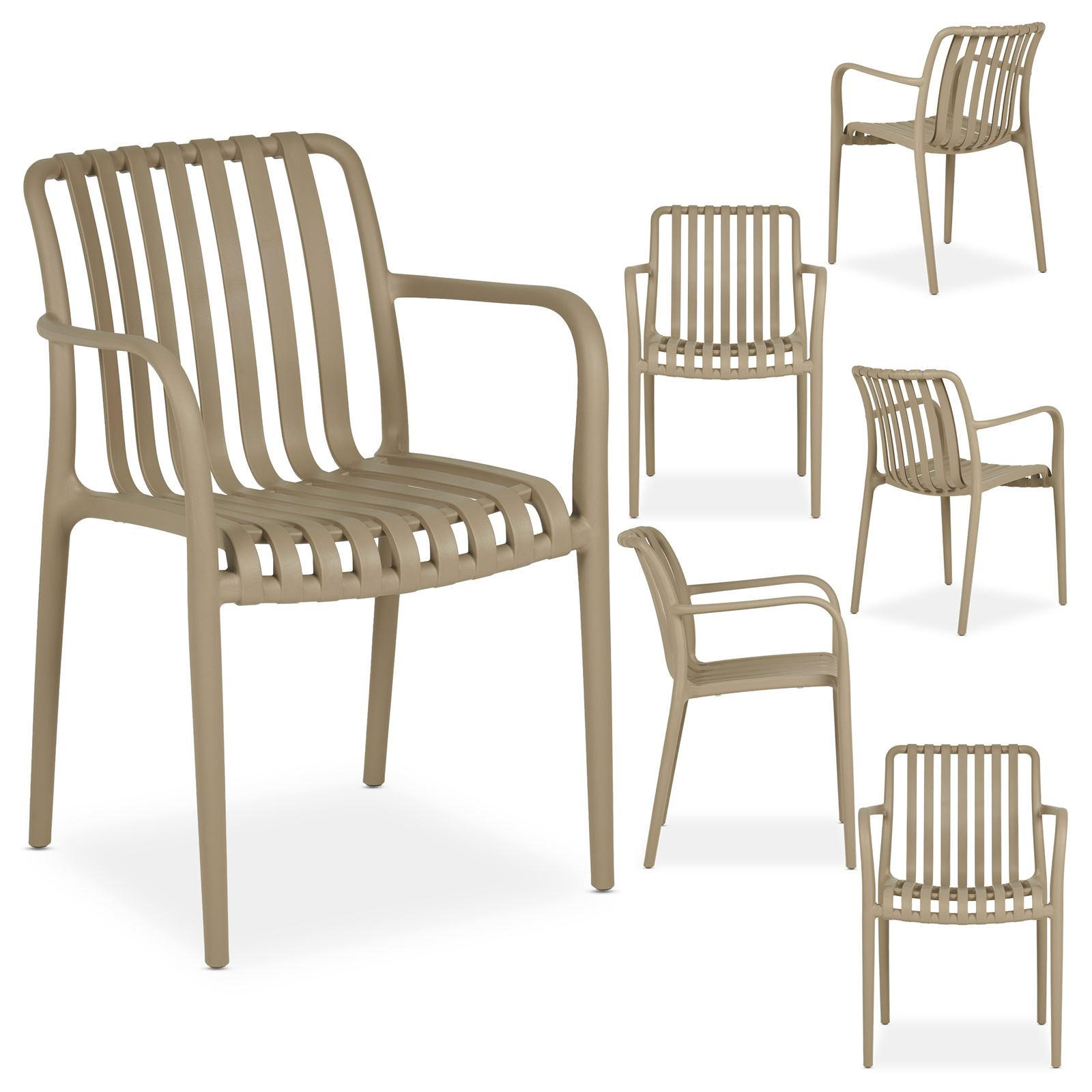 GARTENSTÜHLE TULIPANO 6er-Set champagne - Champagner, Textil (55/82/59cm) - IDIMEX