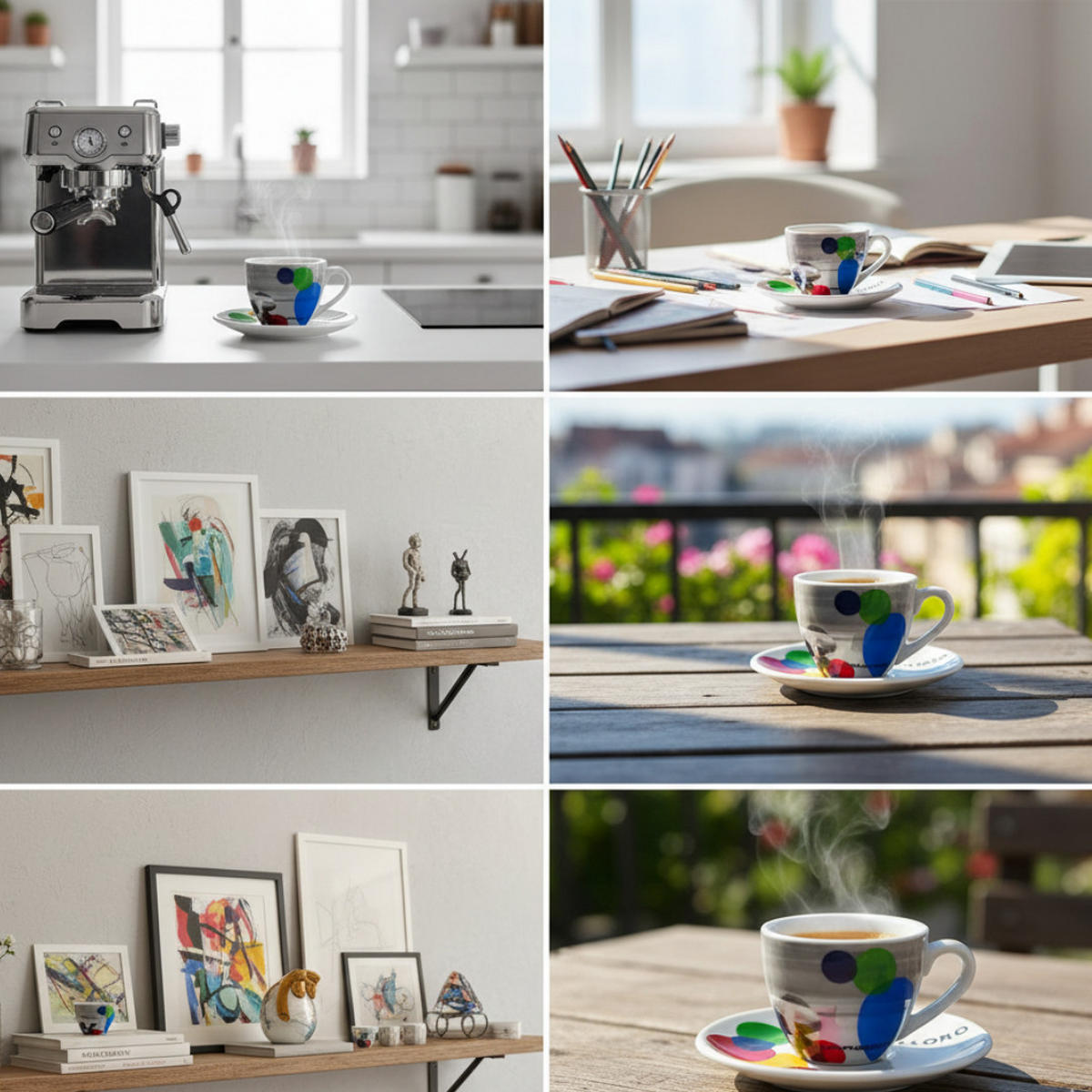 ESPRESSOTASSE Mehrfarbig Keramik mit Untertasse 2-teilig 0,09 L - Multicolor, Keramik (0.09L) - Porsche