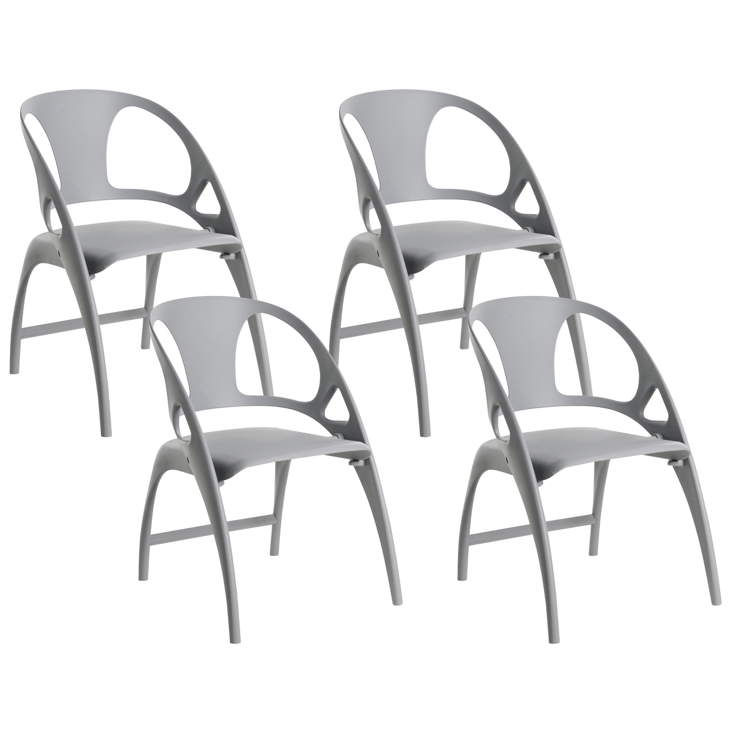 GARTENSTUHL 4er-Set Grau Nemi - Grau, Kunststoff (59/80/53cm) - Beliani