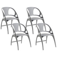 GARTENSTUHL 4er-Set Grau Nemi - Grau, Kunststoff (59/80/53cm) - Beliani